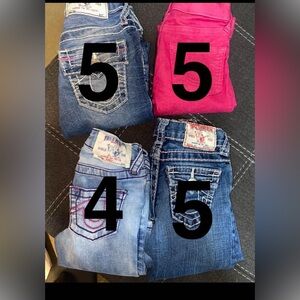 4 pair True Religion little girls jeans bundle sizes 4-5